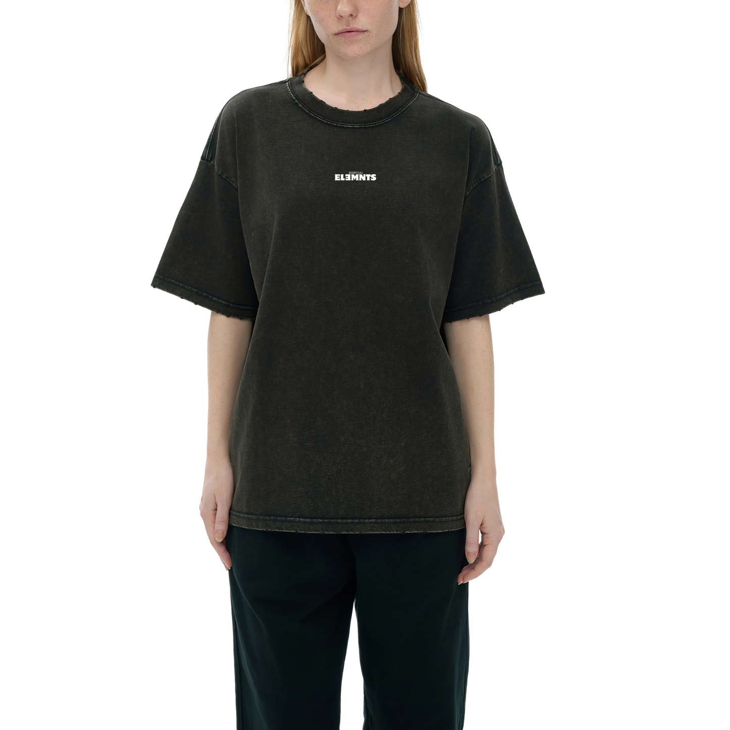 ESSNTIAL ELEMNTS Unisex 250G Frayed Edge VT Washed Tee