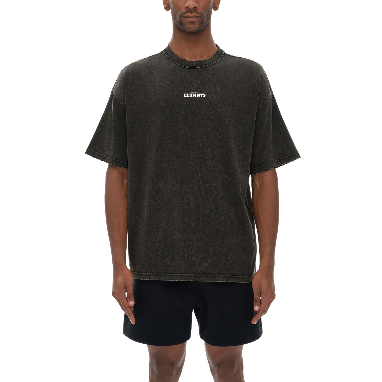 ESSNTIAL ELEMNTS Unisex 250G Frayed Edge VT Washed Tee