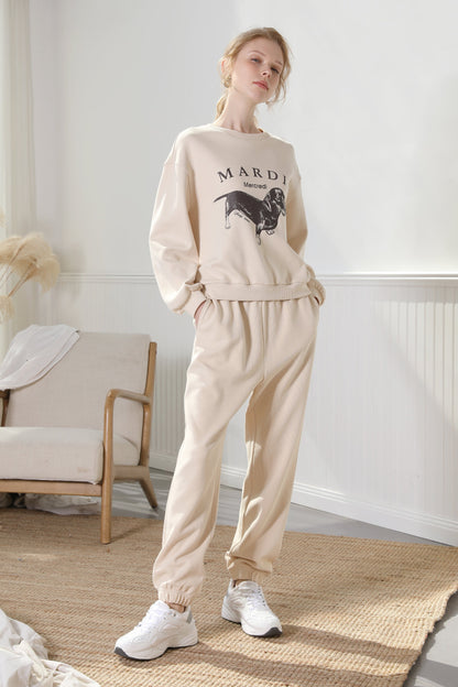 Weiner Dog Sweatshirt Creamy Beige