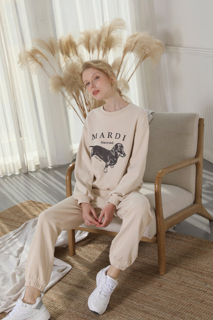 High Waisted Sweatpants Creamy Beige