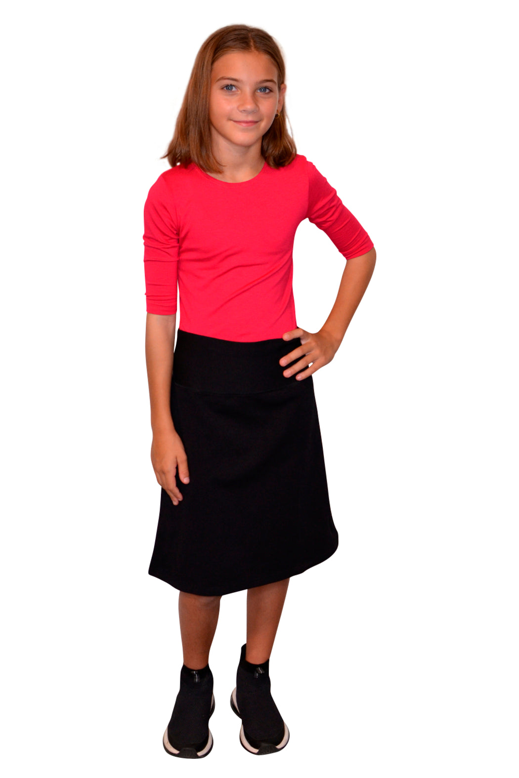 GIRLS A-line Cotton Lycra Knee Length Skirt #1913