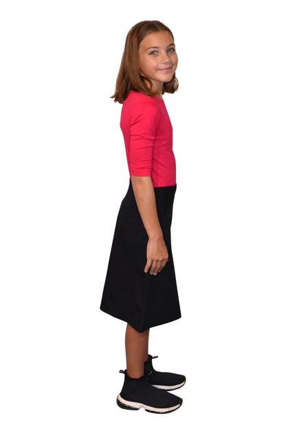 GIRLS A-line Cotton Lycra Knee Length Skirt #1913