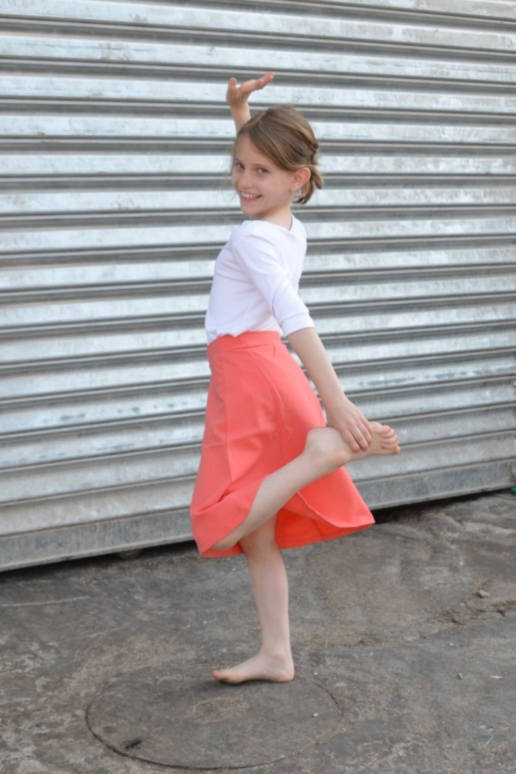 GIRLS A-line Cotton Lycra Knee Length Skirt #1913