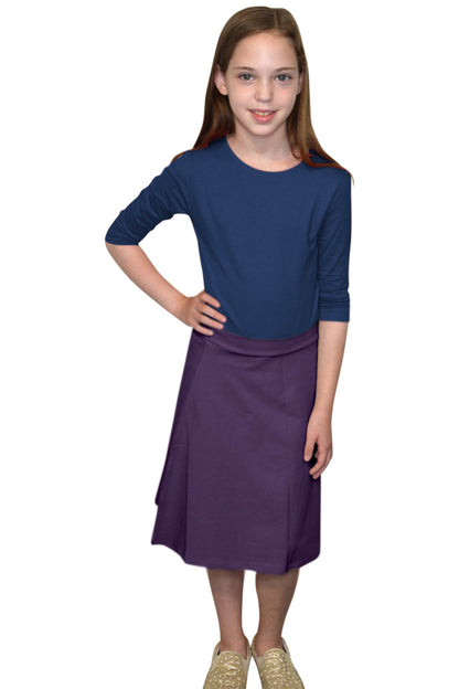 GIRLS A-line Cotton Lycra Knee Length Skirt #1913