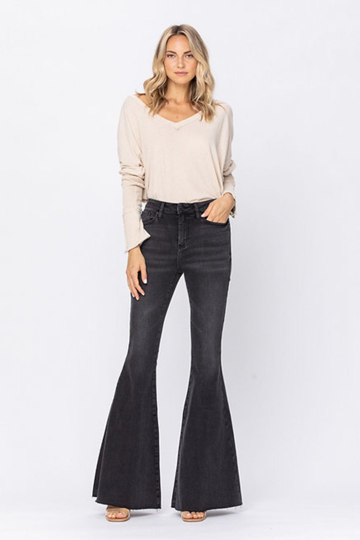 Judy Blue Black Wash High Rise Super Flare Jeans