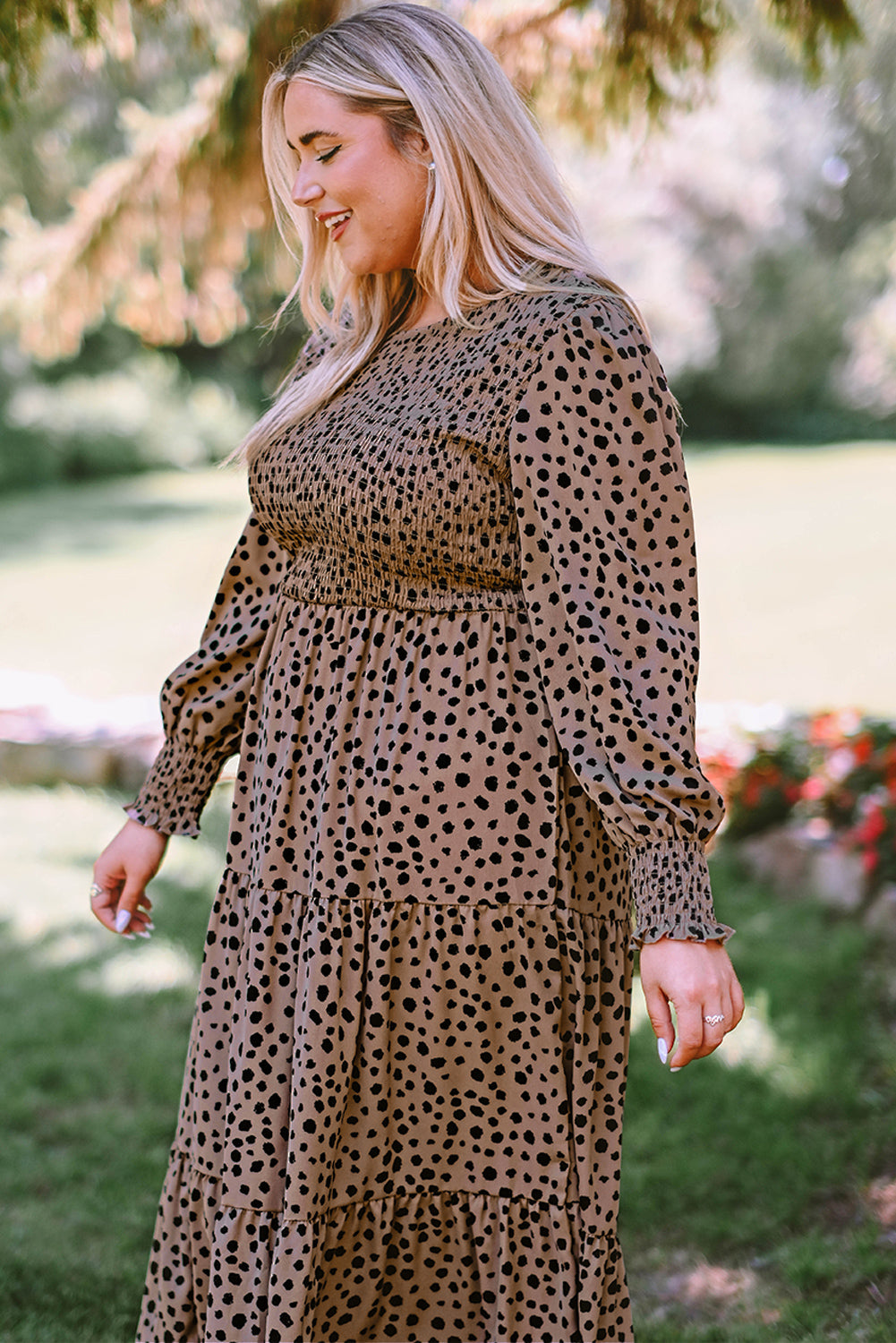 Plus Size Animal Print Smocked Tiered Dress - ONLINE EXCLUSIVE!