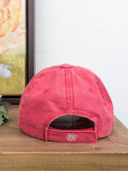 Red Hat with Gold Glitter Bill: Red / One Size