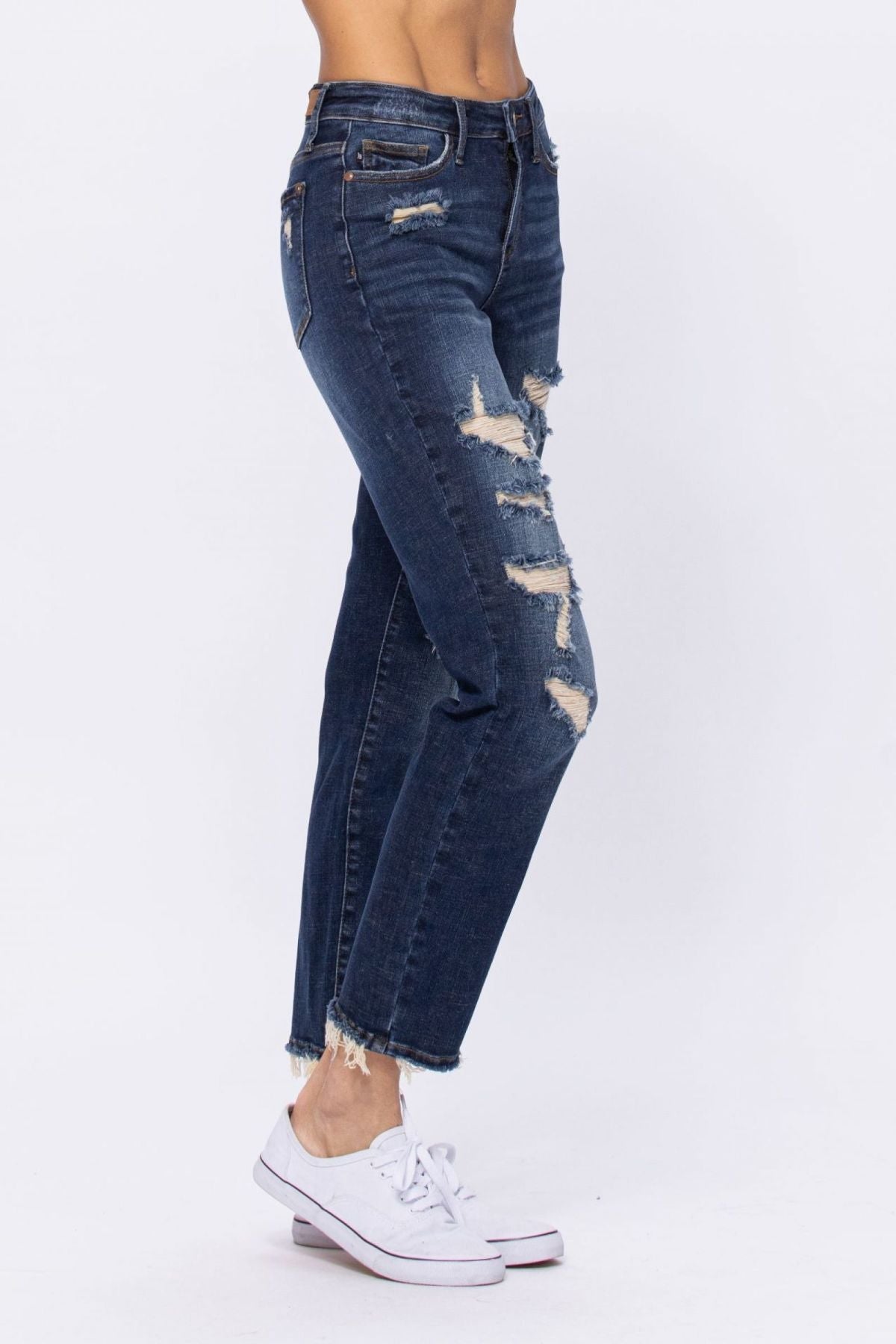 Judy Blue Mid-Rise Distressed Boyfriend Jeans