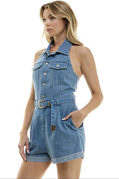 Denim Halter Romper