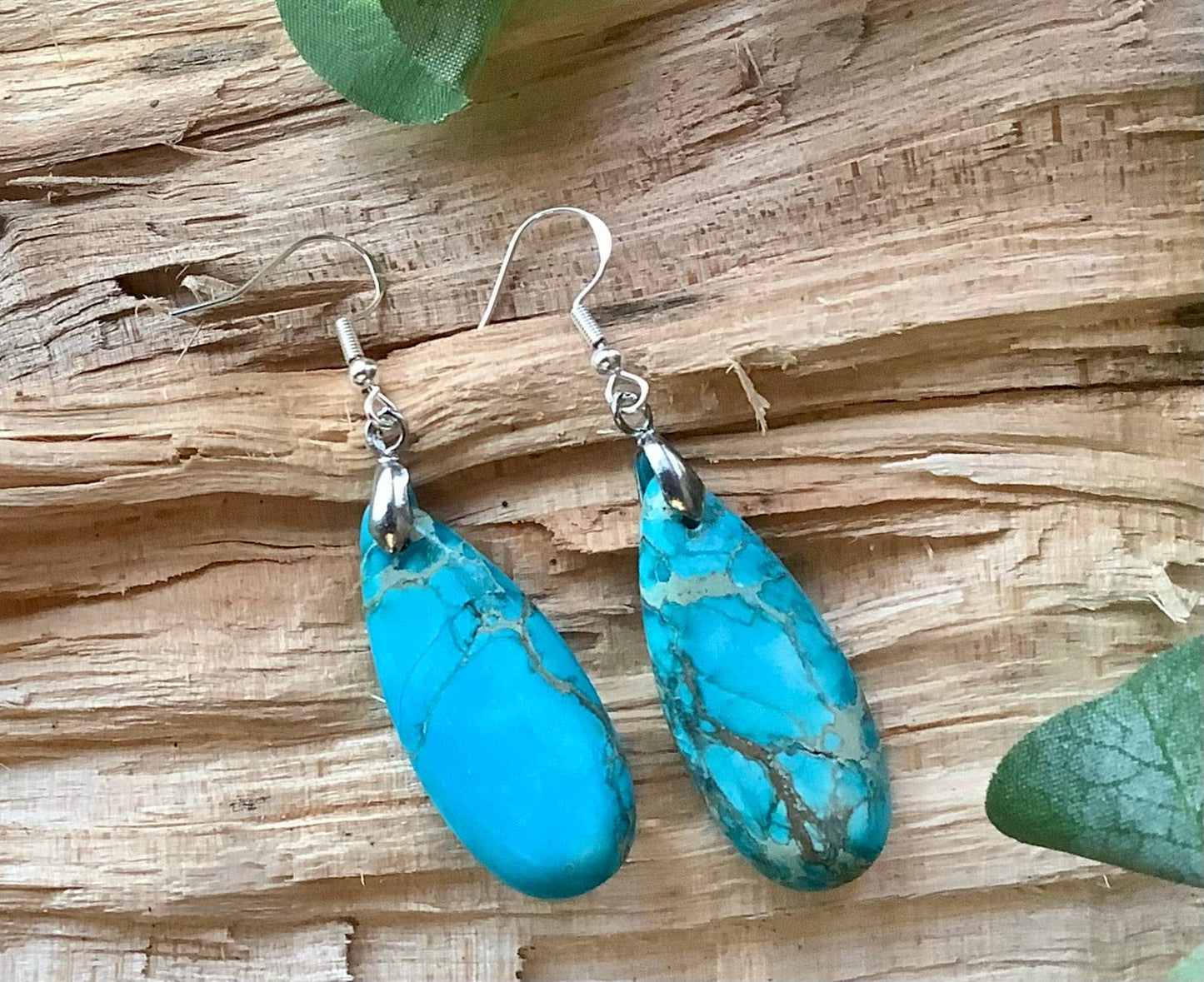 Earrings, dangle earrings, stone earrings: Lighter blue