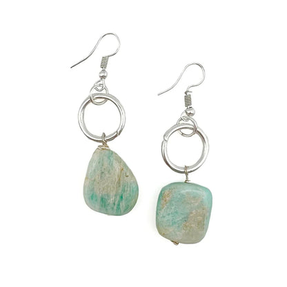 Amazonite Necklace and Earring Ensemble- Sterling Silver Plated