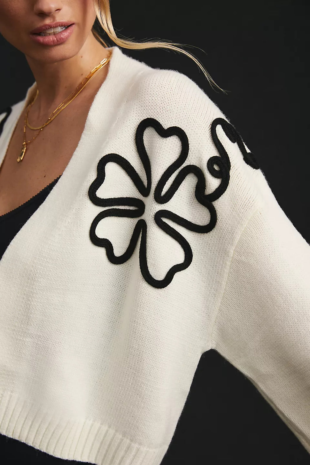 Cropped Flower Squiggle Cardigan