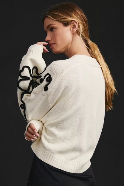 Cropped Flower Squiggle Cardigan