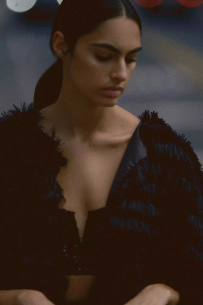 Faux Fur Tasseled Capelet
