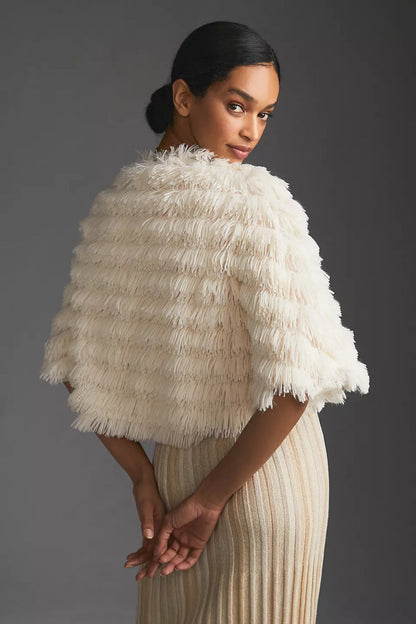 Faux Fur Tasseled Capelet
