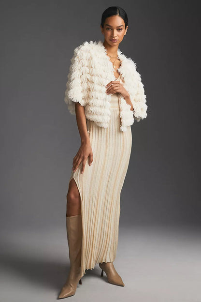 Faux Fur Tasseled Capelet