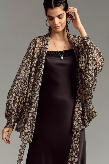 Floral Tie-Front Kimono