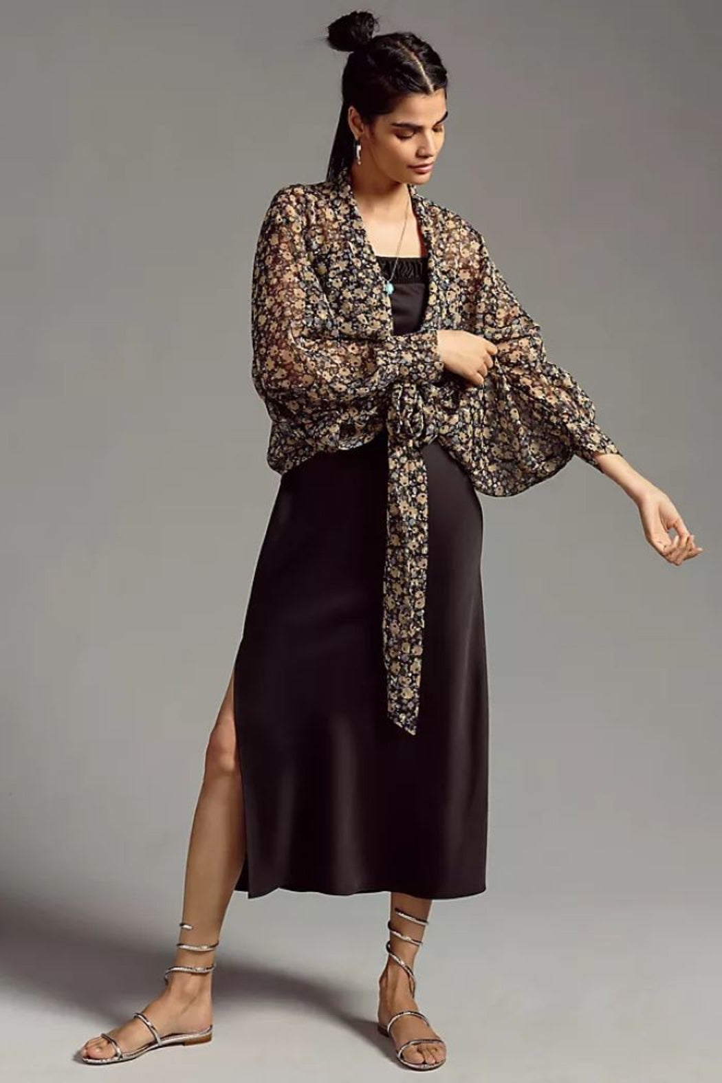 Floral Tie-Front Kimono