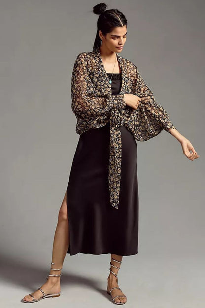 Floral Tie-Front Kimono