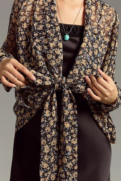 Floral Tie-Front Kimono