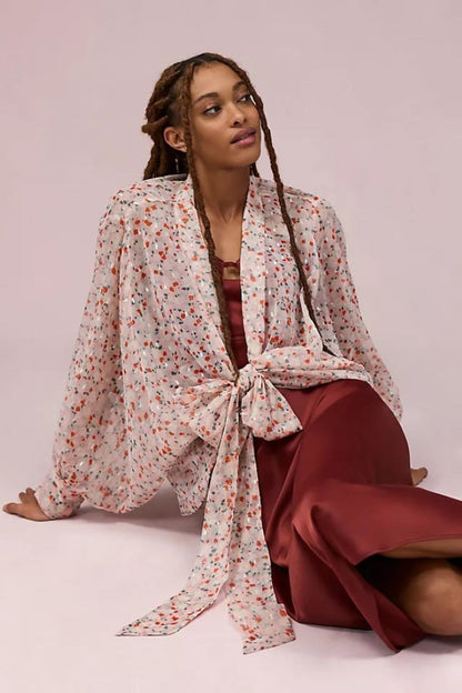 Floral Tie-Front Kimono