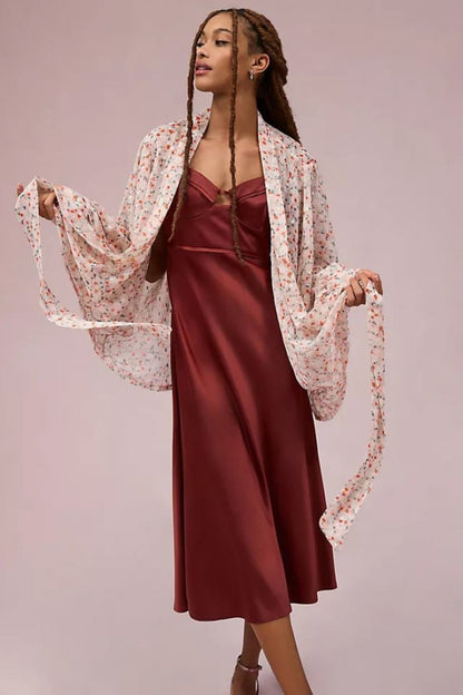 Floral Tie-Front Kimono