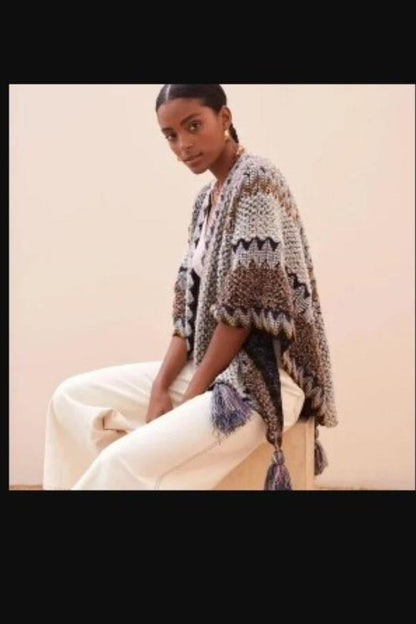 Fringed Knit Kimono