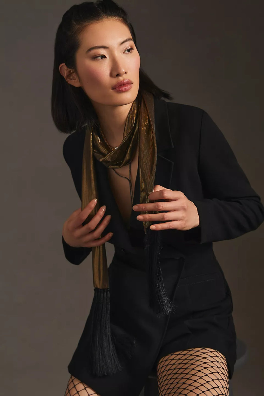 Hand Stitched Skinny Tassels Scarf