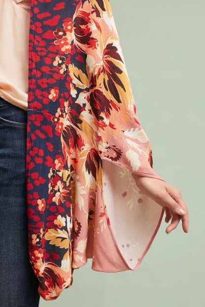 Mixed Floral Printed Kimono