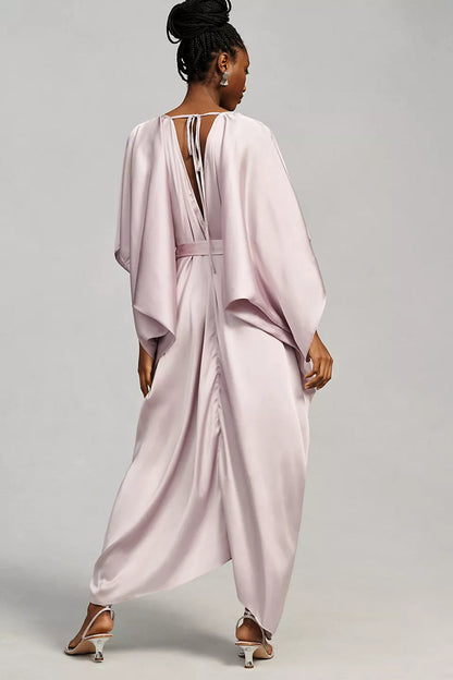 Satin Tie-Front Maxi Kaftan