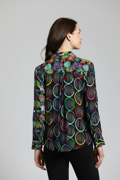 Floral & Circles Silky Shirt