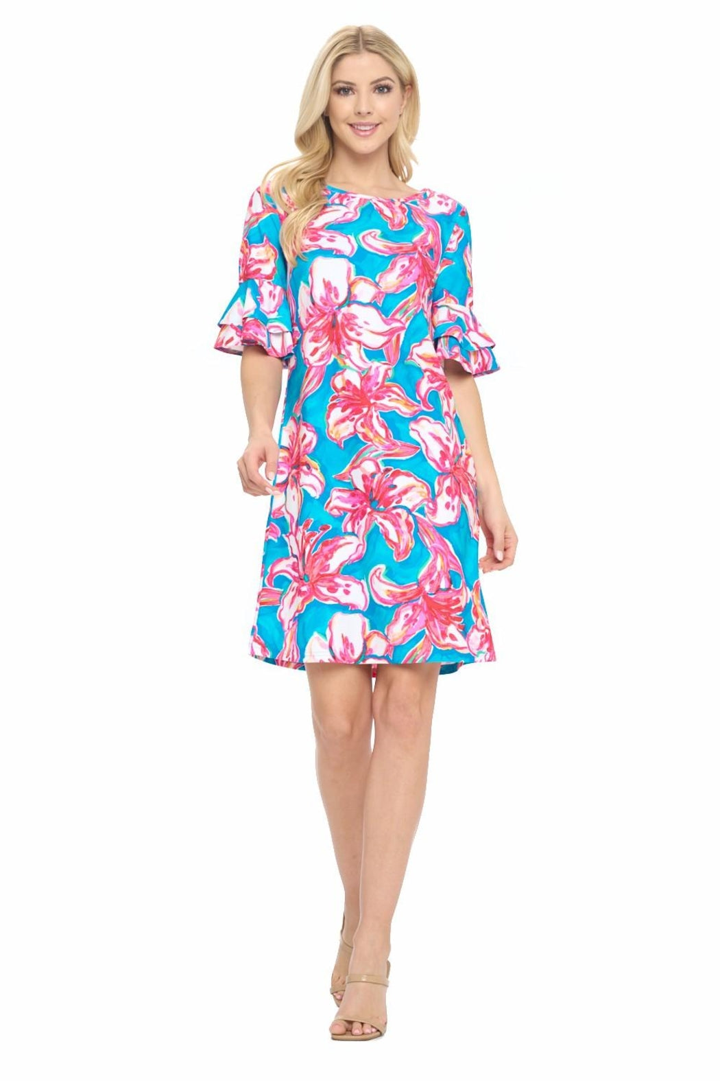 Floral Ruffle Sleeve Dress