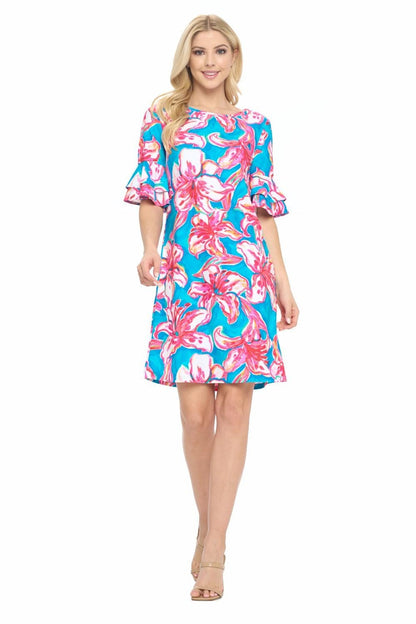 Floral Ruffle Sleeve Dress