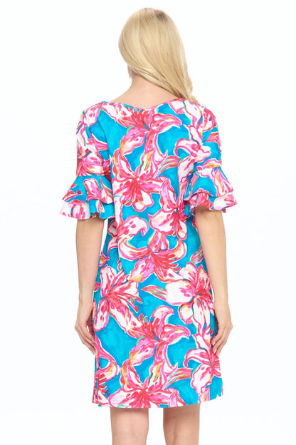 Floral Ruffle Sleeve Dress