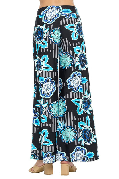 Floral Stripe Wide Leg Pants