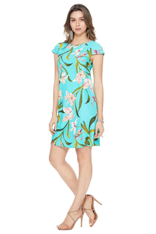 Mint Floral Cap Sleeve Dress