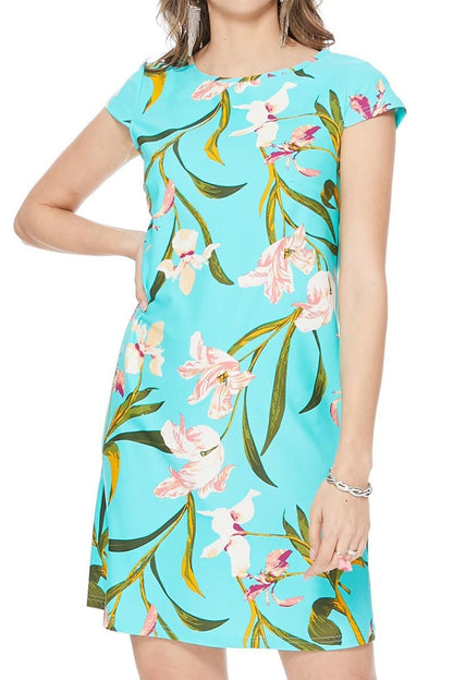 Mint Floral Cap Sleeve Dress