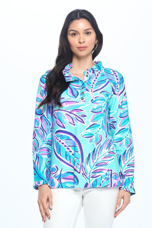 Mint Pleated Neck Pullover