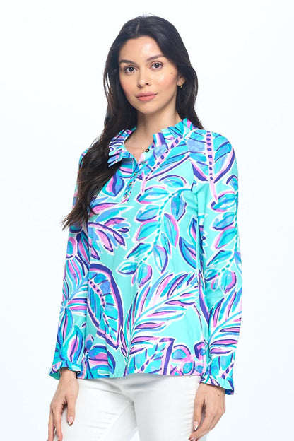Mint Pleated Neck Pullover