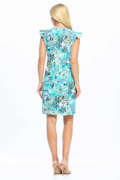 Mint Ruffle Sleeve Dress