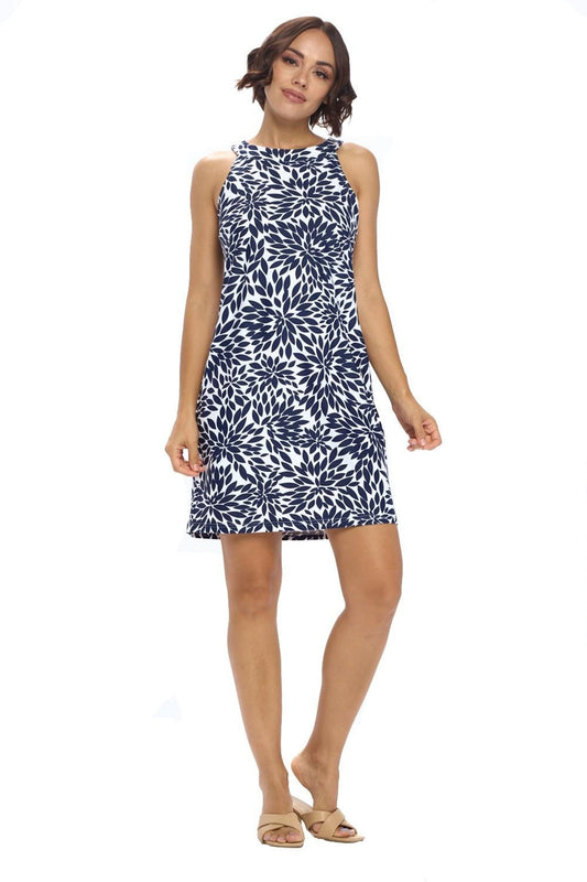 Navy Floral Yoke Dress