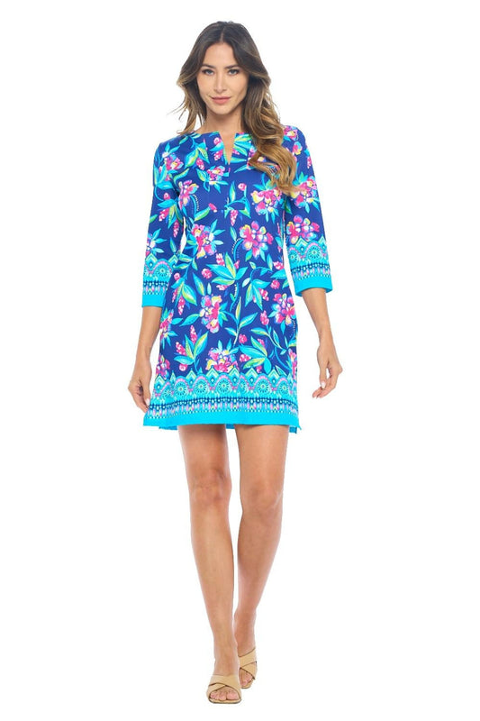 Navy Quarter Sleeve Shift Dress
