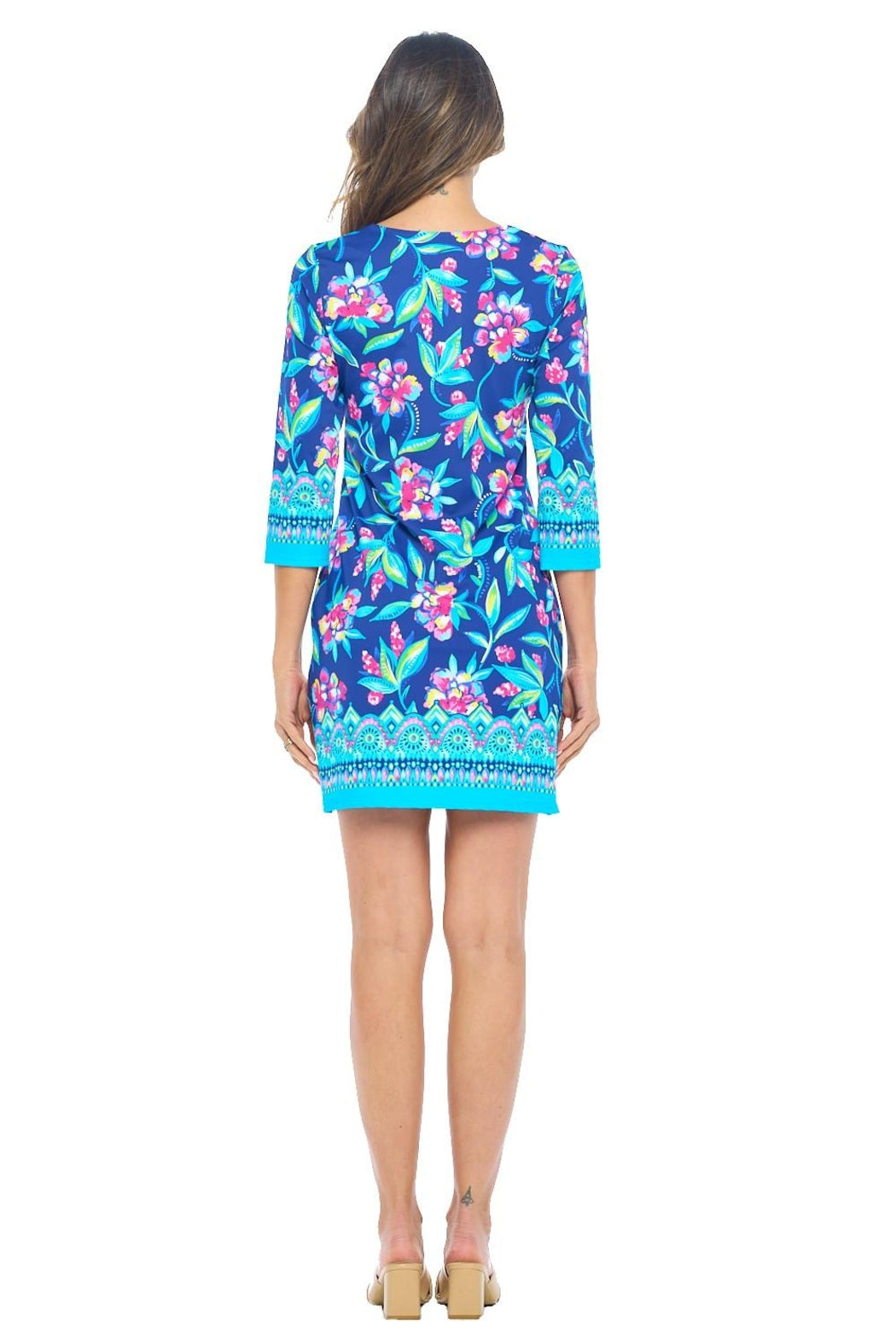 Navy Quarter Sleeve Shift Dress