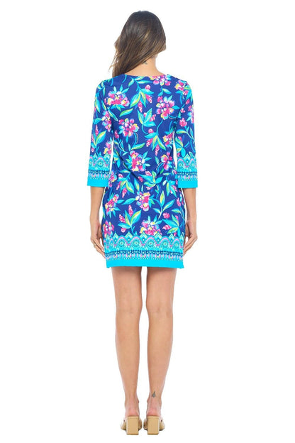 Navy Quarter Sleeve Shift Dress