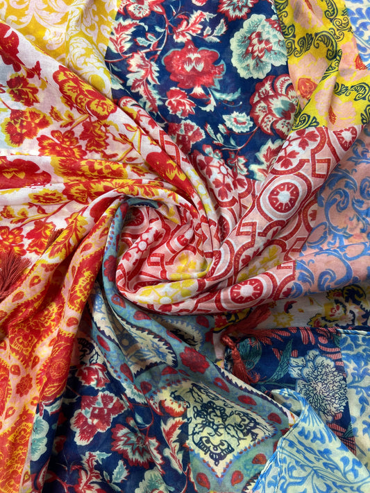 Multicolor Cotton/ Viscose Floral Scarf for women