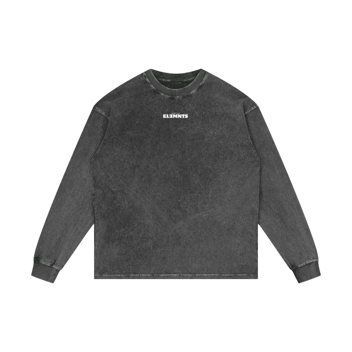 ESSNTIAL ELEMNTS Unisex 250G Acid Wash OS LS Tee