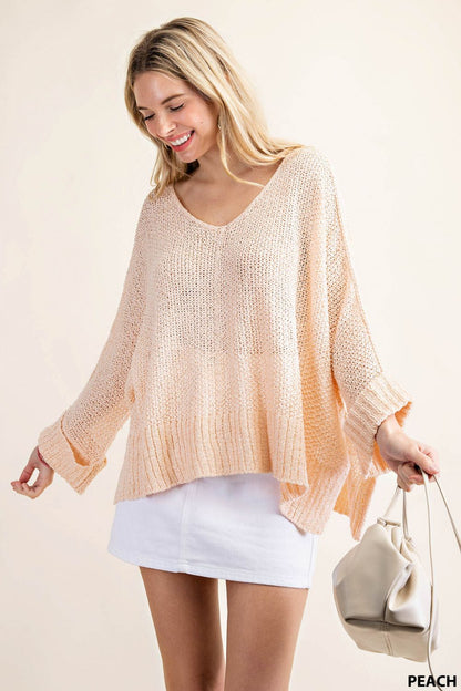 6405   Rebecca V-Neck Light Sweater Top -Reg & Plus!