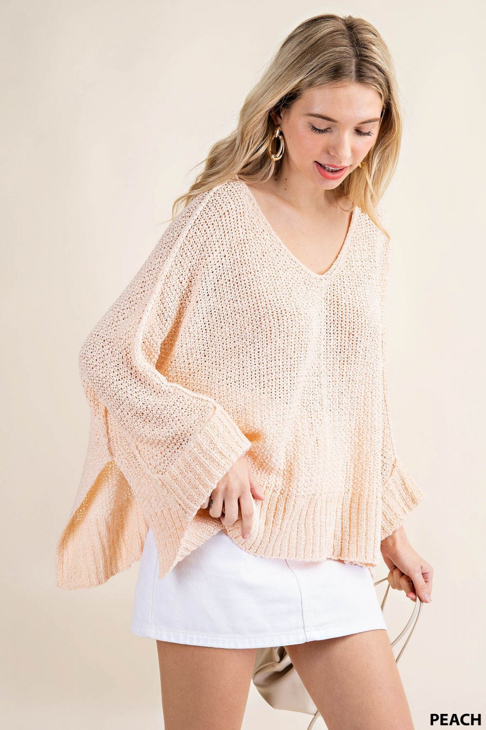 6405   Rebecca V-Neck Light Sweater Top -Reg & Plus!