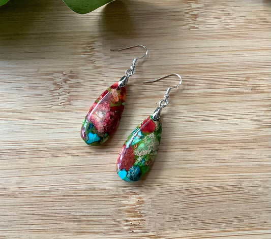 Earrings, dangle earrings, stone earrings: Colourful