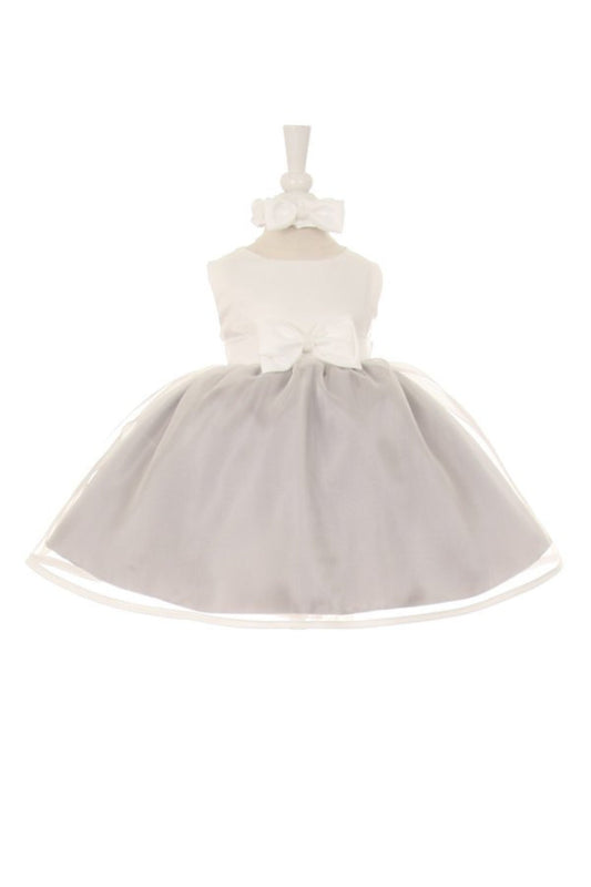 Baby Girls Silver & Ivory Short Dress